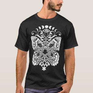 Mystische Pentagramm Schmetterling und Monde 1 T-Shirt