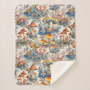 Mystische Pilze in Toile De Jouy Sherpadecke