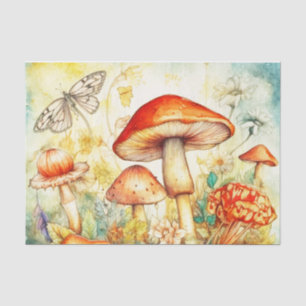 Mystische Pilze und strahlendes Moth-Decoupage Seidenpapier