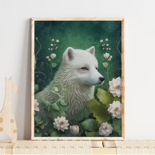Mystische Polarfuchs-Wandkunst Verzaubernde Wald Poster
