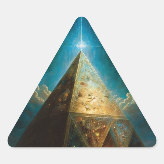 Mystische Pyramide Visionäre Kunst Dreieckiger Aufkleber (Vorderseite)