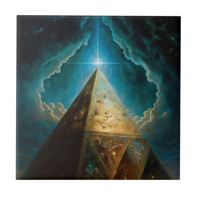 Mystische Pyramide Visionäre Kunst Fliese (Vorderseite)
