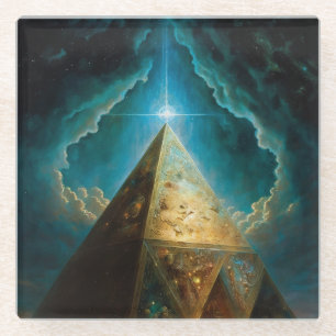 Mystische Pyramide Visionäre Kunst Glasuntersetzer