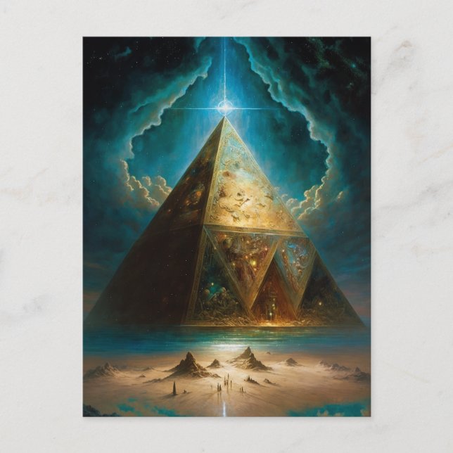 Mystische Pyramide Visionäre Kunst Postkarte (Vorderseite)