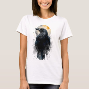Mystische Raben-Wasserfarbenkunst Gothischer Mon T-Shirt
