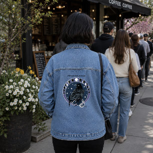 Mystische Rabenmondphasen am himmlischen Nachthimm Jeansjacke
