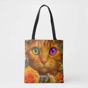 Mystische Regenbogen-Augen-Katze Blumtraum