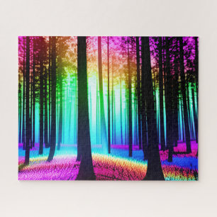 Mystische Regenbogenverzauberung unter den Silhoue Puzzle