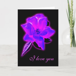 Mystische Rose lila Neonleuchte Karte