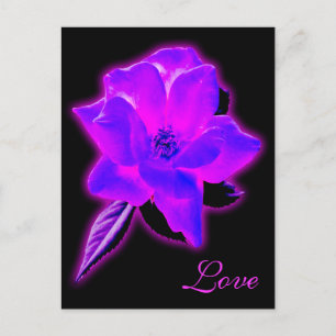 Mystische Rose lila Neonleuchte Postkarte