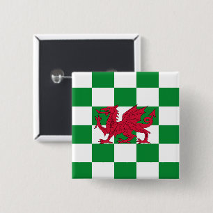 Mystische rote keltische Drachenflagge von Wales Button