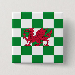 Mystische rote keltische Drachenflagge von Wales Button