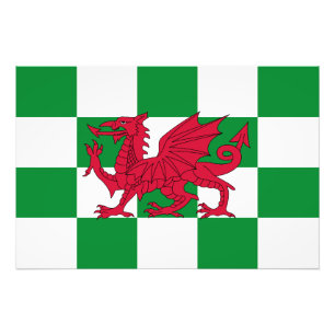 Mystische rote keltische Drachenflagge von Wales Fotodruck