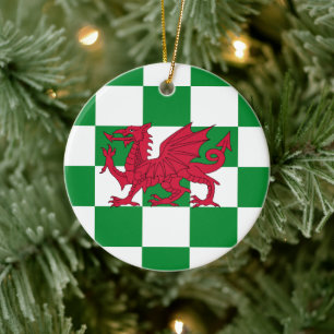 Mystische rote keltische Drachenflagge von Wales Keramik Ornament