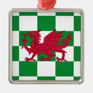Mystische rote keltische Drachenflagge von Wales Ornament Aus Metall