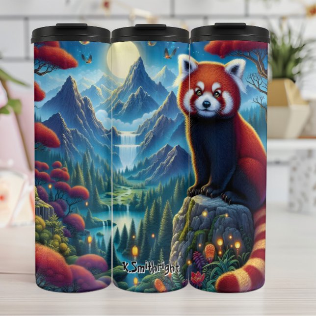 Mystische rote Panda in den Bergen Thermosbecher (Von Creator hochgeladen)