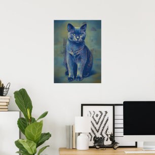 Mystische Russische Blaue Katze Poster