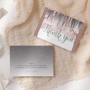 Mystische Schneewald Winterbäume verschmutzte Farb Dankeskarte