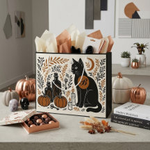 Mystische schwarze Katze Halbmond Botanisches Mono