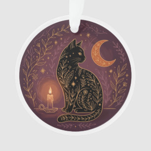 Mystische schwarze Katze, himmlische Hexe, Hallowe Ornament