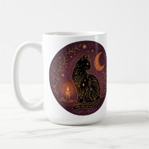 Mystische schwarze Katze himmlische Hexen-Hallowee Kaffeetasse