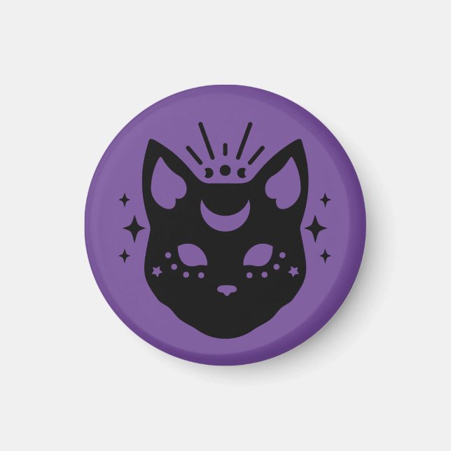 Mystische schwarze Katze  Magnet (Vorne)