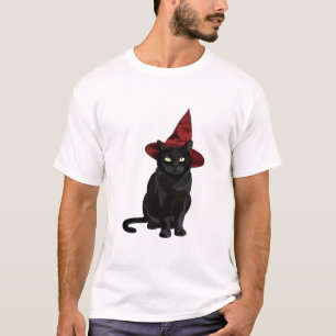 Mystische schwarze Katze mit dunkelroter Hut Class T-Shirt