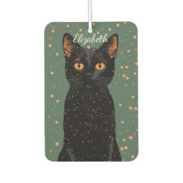 Mystische schwarze Katze mit orangefarbenen Augen Autolufterfrischer