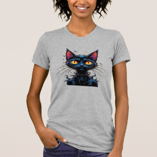 Mystische schwarze Katze unter Vollmond Classic T- T-Shirt
