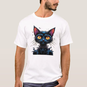 Mystische schwarze Katze unter Vollmond Classic T- T-Shirt
