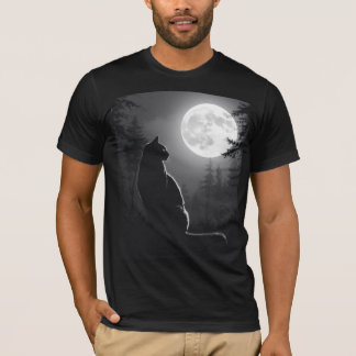 Mystische schwarze Katze unter Vollmond - Gothic A T-Shirt