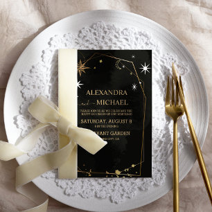 Mystische schwarze und goldene Tarot-Hochzeit Einladung