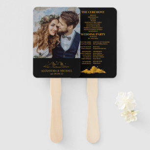 Mystische Schwarzgoldene Himmelssterne Hochzeit Fächer