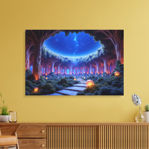 Mystische Schwebbäume in einem surrealen Garten Leinwanddruck