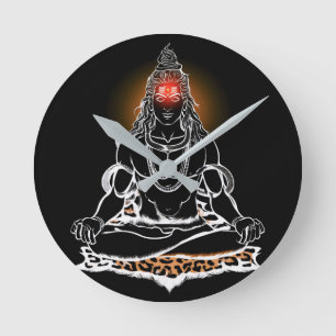 Mystische Shiva-Meditation: Kunst der göttlichen L Runde Wanduhr