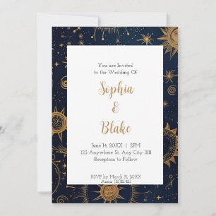 Mystische Sonne und Sterne Himmlische Hochzeit Einladung
