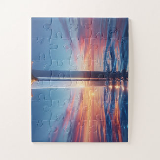 Mystische Sonnenuntergangs-Schwert-Wandkunst Puzzle