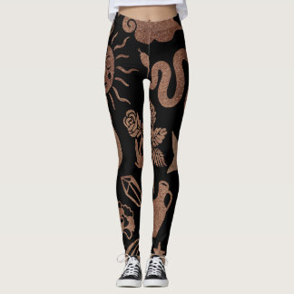 Mystische Symbole: Schlange, Sonne, Mond. Leggings