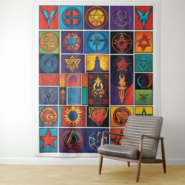 Mystische Symbole Wandteppich (Beispiel)