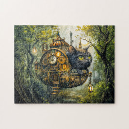 Mystische Uhrwerkkatze Puzzle