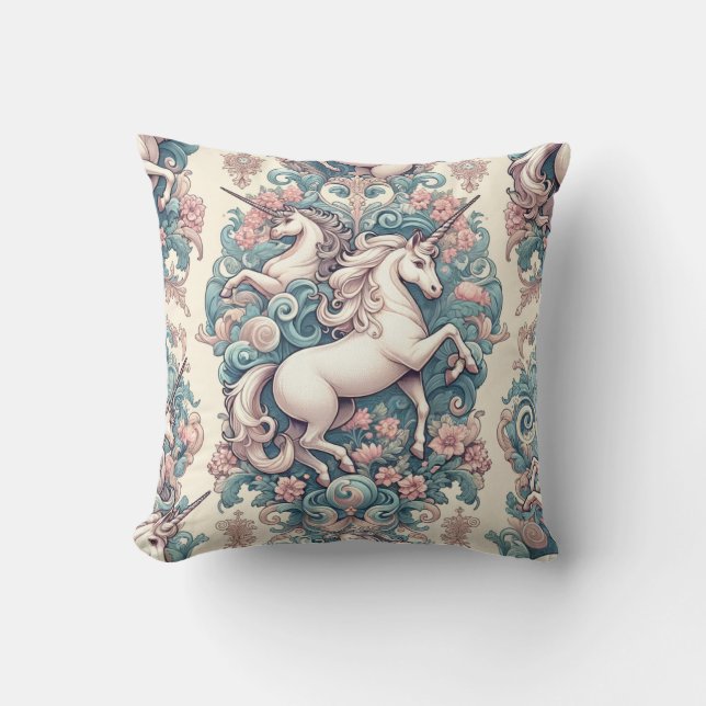 Mystische Viktorianische Hörner: Verzauberte Blüte Kissen (Vorderseite)