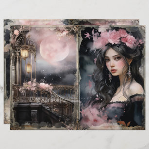 Mystische Viktorianische Lady Pink Junk Journal-Se