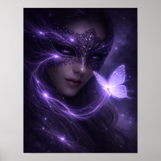 Mystische Violette Maskerade Schmetterling Fantasi Poster