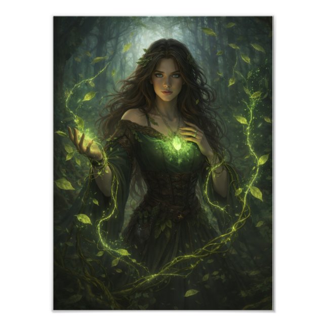 Mystische Wald-Magierin – Fantasy Natur Poster (Vorne)
