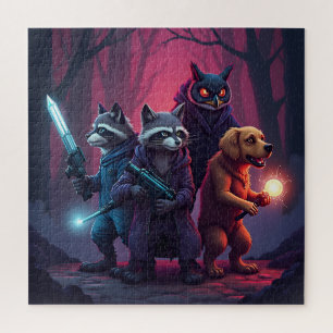 Mystische Wald-Tierkrieger-Kunst Puzzle