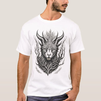 Mystische Wälder: Kontur von Schwarz und Weiß T-Shirt
