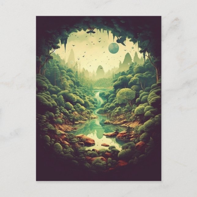 Mystische Waldhöhle Postkarte (Vorderseite)