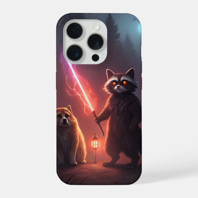 Mystische Waldkampf-Tierkunst iPhone Hülle (Rückseite)
