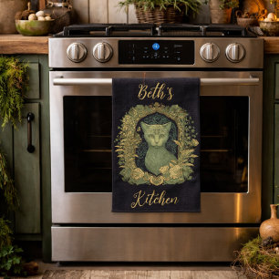 Mystische Waldkatze - Personalisiertes Waldland  Geschirrtuch