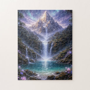Mystische Wasserfälle und leuchtender Berg Puzzle